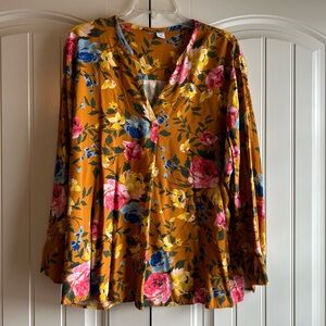 Old Navy Vintage Floral V-Neck Women's Top - Multicolor